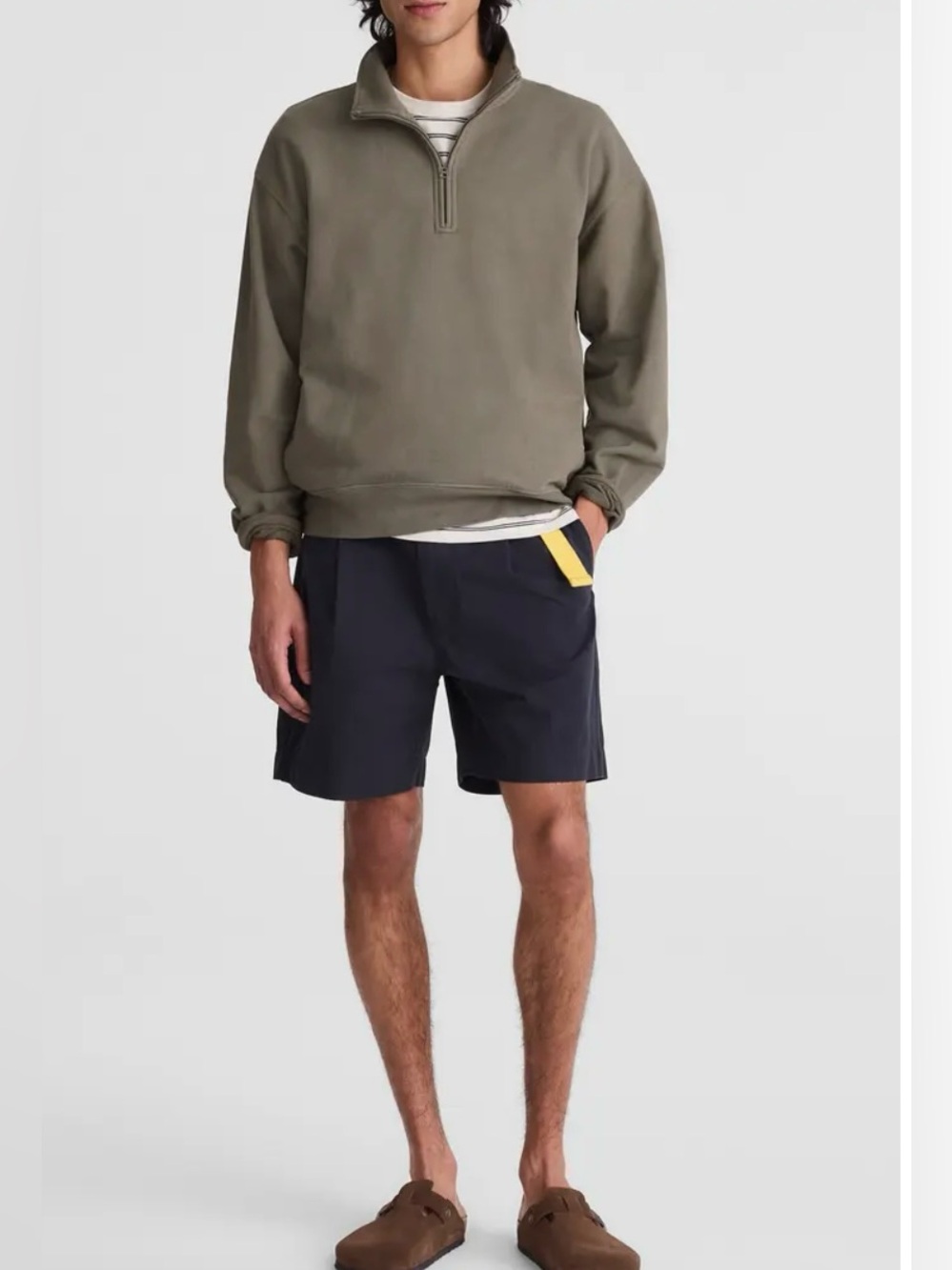 Madewell Quarter Zip Loopback Terry Sweatshirt in‎ Olive Slate Size M NWT $98